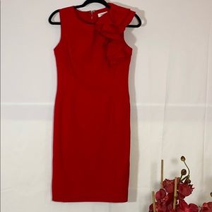 Red Ruffled Calvin Klein Dress